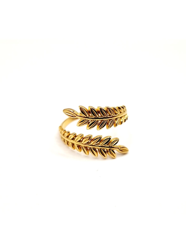 copy ofcopy ofcopy ofcopy ofBague ouverte en acier inoxydable design lignes fluides dorées