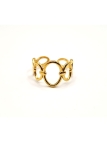 Bague en Acier Inoxydable Doré Design Cercles Entrelacés Ajustable