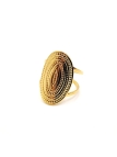 Bague en Acier Inoxydable Doré Design Ovale Gravé Élégant