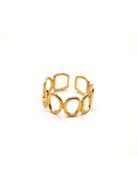 copy ofcopy ofcopy ofcopy ofcopy ofBague ouverte en acier inoxydable design lignes fluides dorées