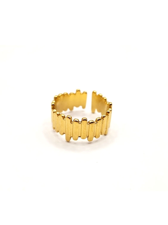 copy ofcopy ofcopy ofcopy ofcopy ofcopy ofcopy ofBague ouverte en acier inoxydable design lignes fluides dorées