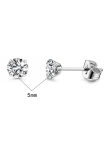 Clous d’Oreilles en Acier Inoxydable Argenté avec Zirconium Brillant 5 mm