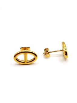 Boucles d’Oreilles en Acier Inoxydable Doré avec Design Ovale Élégant