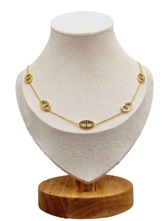 Collier en Acier Inoxydable Doré avec Maillons Ovales Élégants