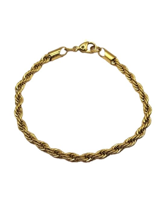 Bracelet Torsadé en Acier Inoxydable Doré 4mm – Élégance et Résistance