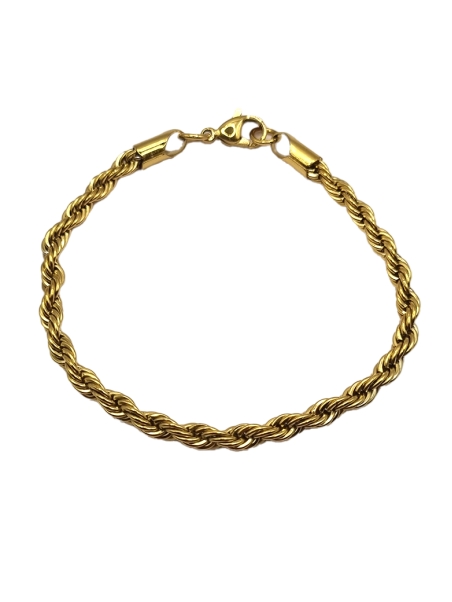 Bracelet Torsadé en Acier Inoxydable Doré 4mm – Élégance et Résistance