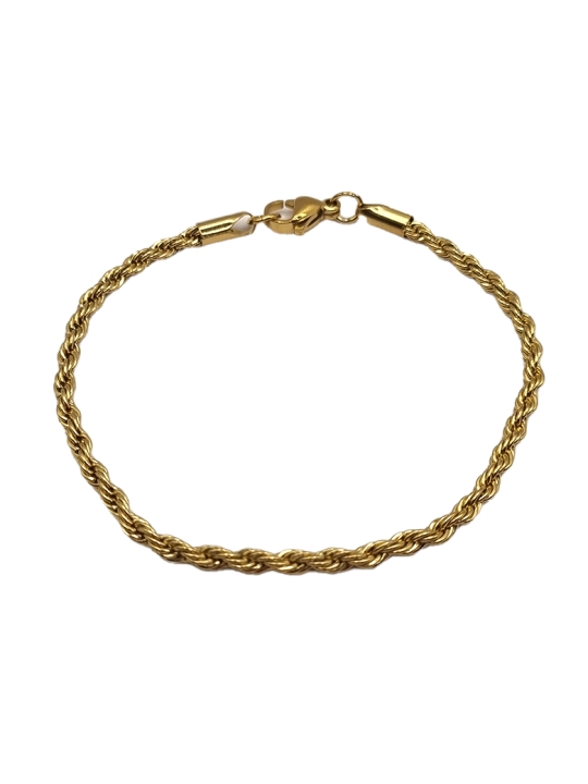 Bracelet Torsadé en Acier Inoxydable Doré 3mm – Élégance Discrète et Résistance