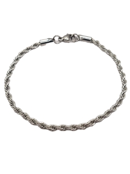 Bracelet Torsadé en Acier Inoxydable Argenté 3mm – Élégance Discrète et Intemporelle