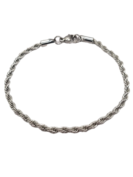 Bracelet Torsadé en Acier Inoxydable Argenté 3mm – Élégance Discrète et Intemporelle