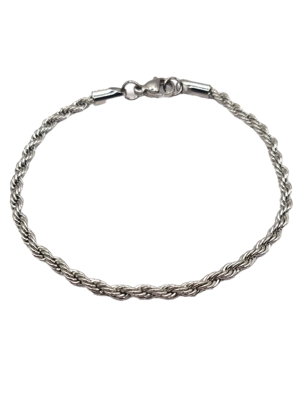 Bracelet Torsadé en Acier Inoxydable Argenté 3mm – Élégance Discrète et Intemporelle