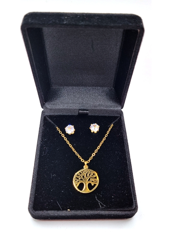 copy ofcopy ofcopy ofParure en Acier Inoxydable Argenté avec Anneau Serti de Zircons et Clou Solitaire en Zircon – Éclat e
