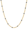 Collier Doré en Acier Inoxydable avec Perles Noires