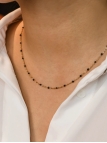 Collier Doré en Acier Inoxydable avec Perles Noires