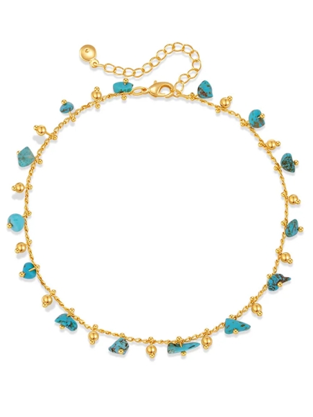 copy ofChaîne de Cheville en Acier Inoxydable Doré avec Perles Colorées – Plusieurs Coloris Disponibles