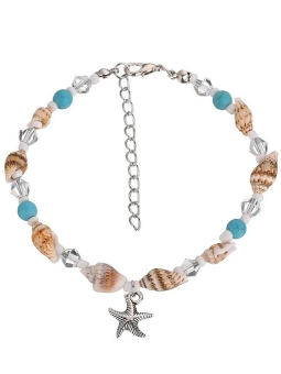 Chaîne de Cheville Coquillage et Étoile de Mer – Style Bohème Bord de Mer