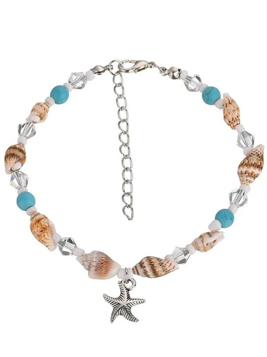 copy ofChaîne de Cheville Dorée en Acier Inoxydable avec Pierres Naturelles Turquoise