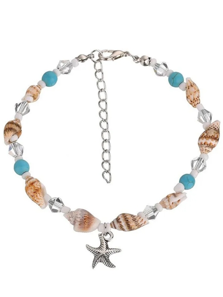 copy ofChaîne de Cheville Dorée en Acier Inoxydable avec Pierres Naturelles Turquoise