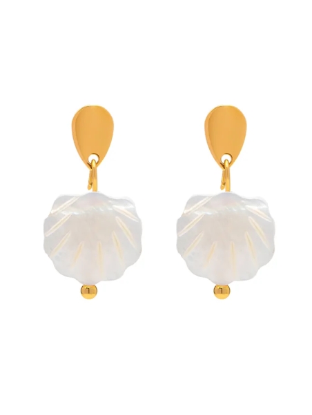 copy ofBoucles d’Oreilles Coquillage Doré et Perle Blanche – Élégance Marine