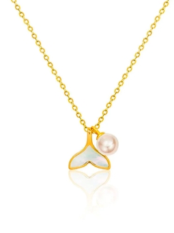 Collier Queue de Sirène et Perle Blanche – Élégance Marine et Féminité Envoûtante