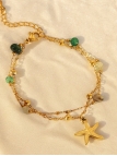 Bracelet en acier inoxydable doré – Étoile de mer et pierres naturelles