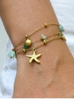 Bracelet en acier inoxydable doré – Étoile de mer et pierres naturelles