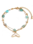 Bracelet en acier inoxydable doré – Queue de sirène, pierres naturelles et perles