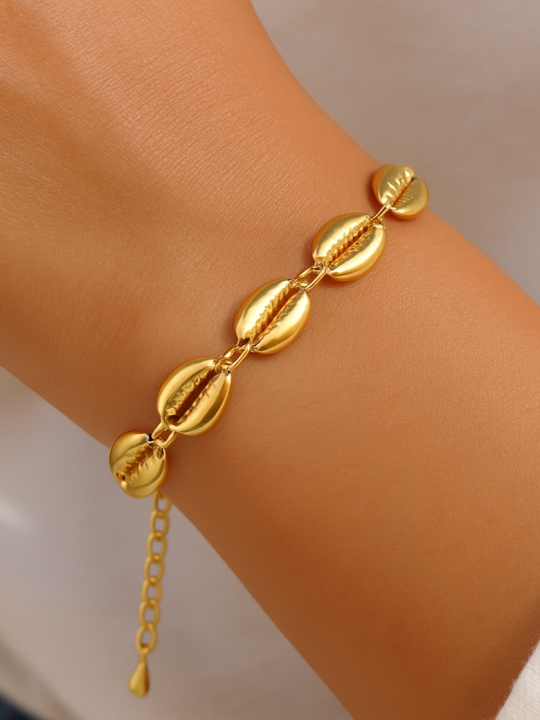 copy ofBracelet en acier inoxydable doré – Queue de sirène, pierres naturelles et perles