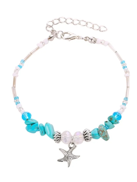 copy ofDuo de chaînes de cheville perles blanches – Étoile de mer & tortue