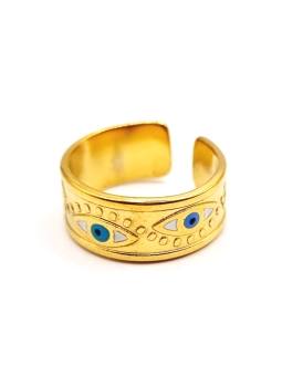 Bague dorée œil protecteur émaillé – bijou talisman