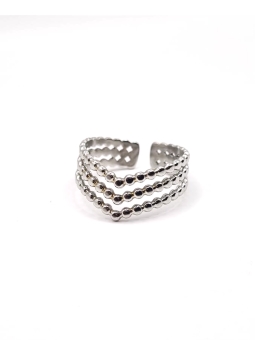 Bague argentée à perles fines – design géométrique élégant