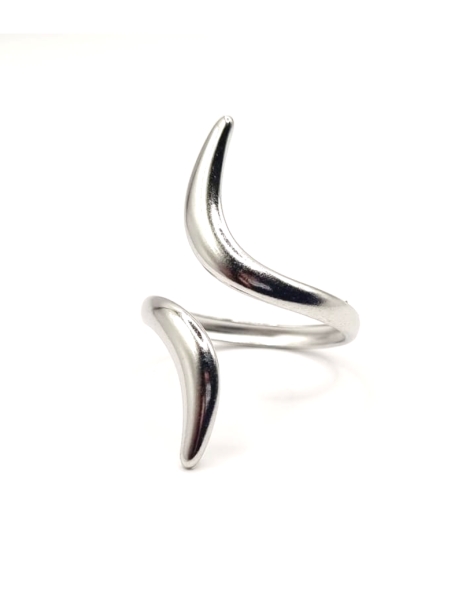 Bague argentée ouverte en acier inoxydable style griffe