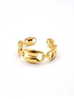 Bague dorée maillons larges en acier inoxydable