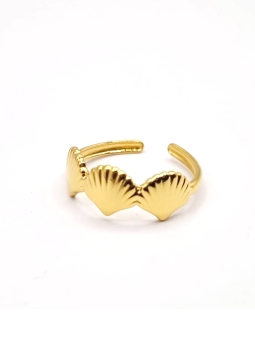 Bague dorée coquillages en acier inoxydable – Esprit bord de mer