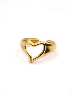 Bague cœur ajouré dorée en acier inoxydable – Élégance minimaliste