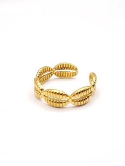 Bague dorée coquillages cauris en acier inoxydable – Esprit bord de mer raffiné