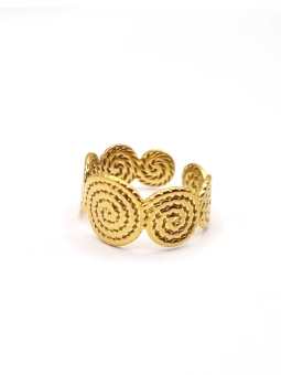 Bague dorée spirale texturée en acier inoxydable – Énergie et élégance symbolique