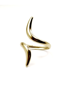 Bague dorée design corne en acier inoxydable – Élégance audacieuse et sculpturale