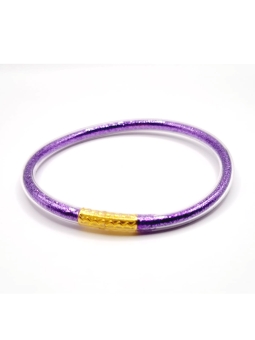 Bracelet jonc bouddhiste violet pailleté – Sérénité et mystère au poignet