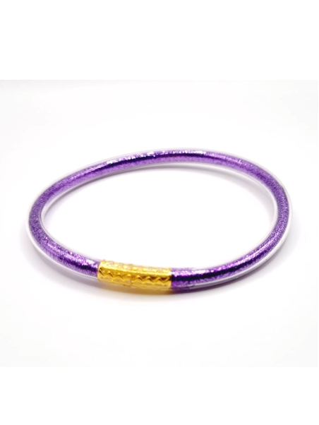 Bracelet jonc bouddhiste violet pailleté – Sérénité et mystère au poignet