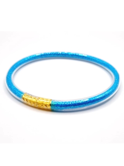Bracelet jonc bouddhiste bleu turquoise – Fraîcheur spirituelle et éclat apaisant