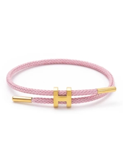 Bracelet Ajustable Rose & Lettre H Dorée – Élégance personnalisée et confort sur-mesure