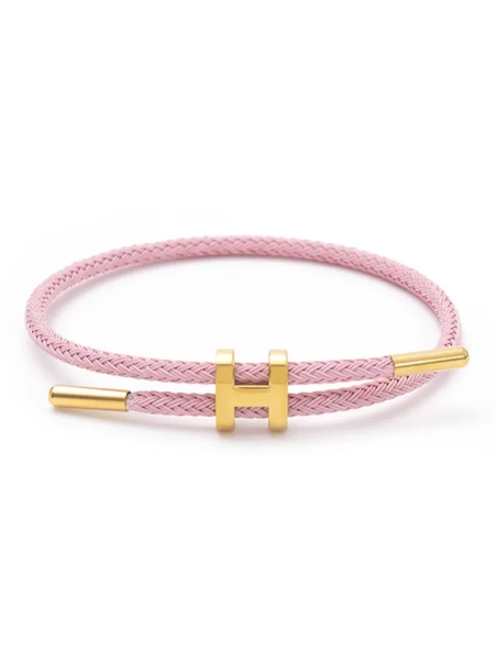Bracelet Ajustable Rose & Lettre H Dorée – Élégance personnalisée et confort sur-mesure
