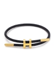 Bracelet Ajustable Noir & Lettre H Dorée – Contraste audacieux et style affirmé