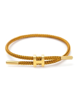 Bracelet Ajustable Marron & Lettre H Dorée – Élégance naturelle et chaleur intemporelle