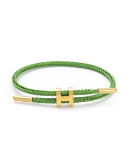 Bracelet Ajustable Vert & Lettre H Dorée – Fraîcheur élégante et style vibrant