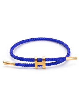 Bracelet Ajustable Bleu & Lettre H Dorée – Élégance marine et style affirmé