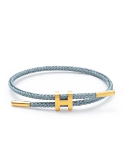 Bracelet Bleu Gris & Lettre H Dorée – Sobriété moderne et détails raffinés