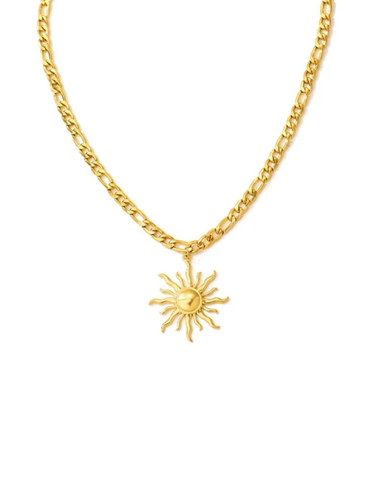 Collier Soleil Doré en Acier Inoxydable – Éclat Solaire Intemporel
