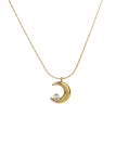 Collier Lune Dorée et Cristal – Élégance Lunaire en Acier Inoxydable
