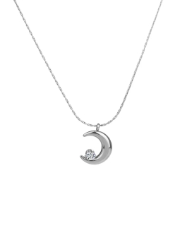 Collier Lune Argentée et Zircon Étincelant – Élégance Céleste